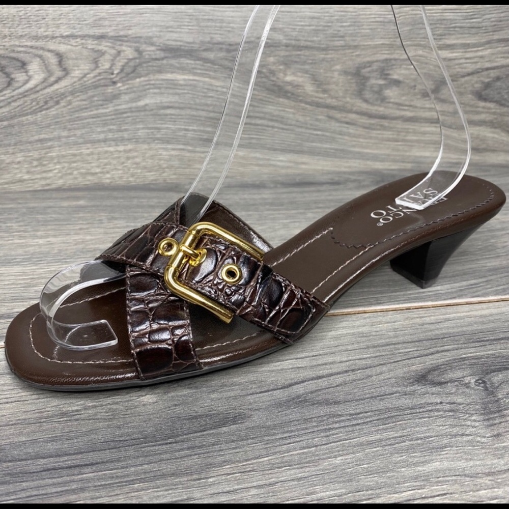 Franco Sarto Brown Leather Heeled Sandal Sz 9M